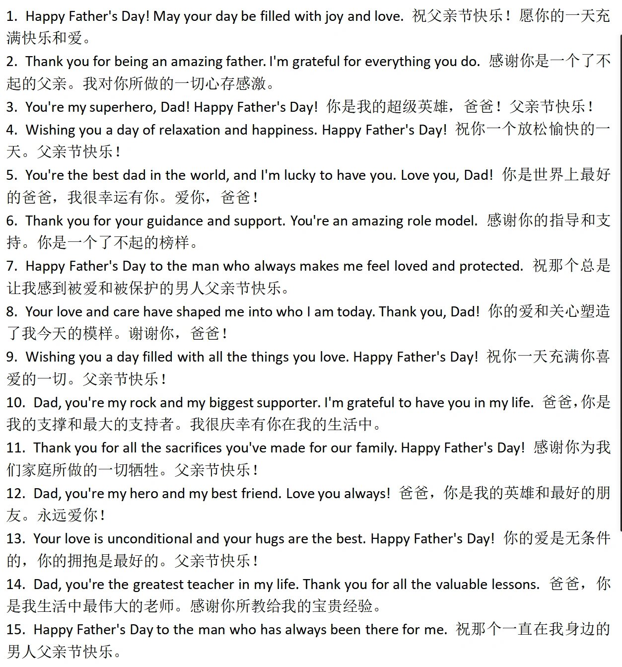 适合父亲节的英文祝福语