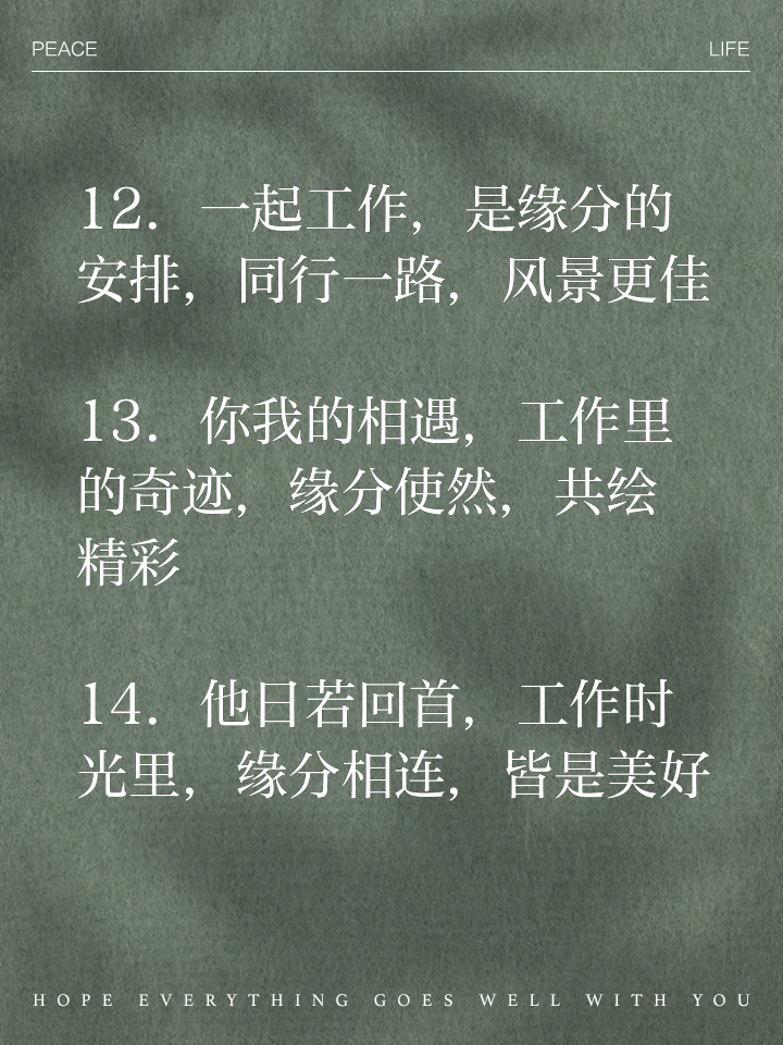 表达同事缘分的句子