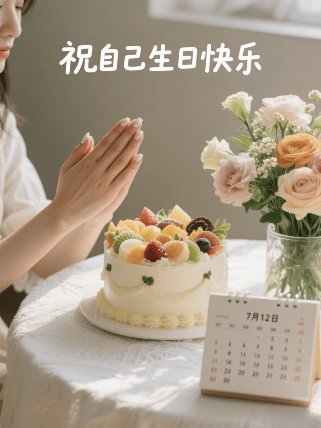 自己生日配图加文字怎么写