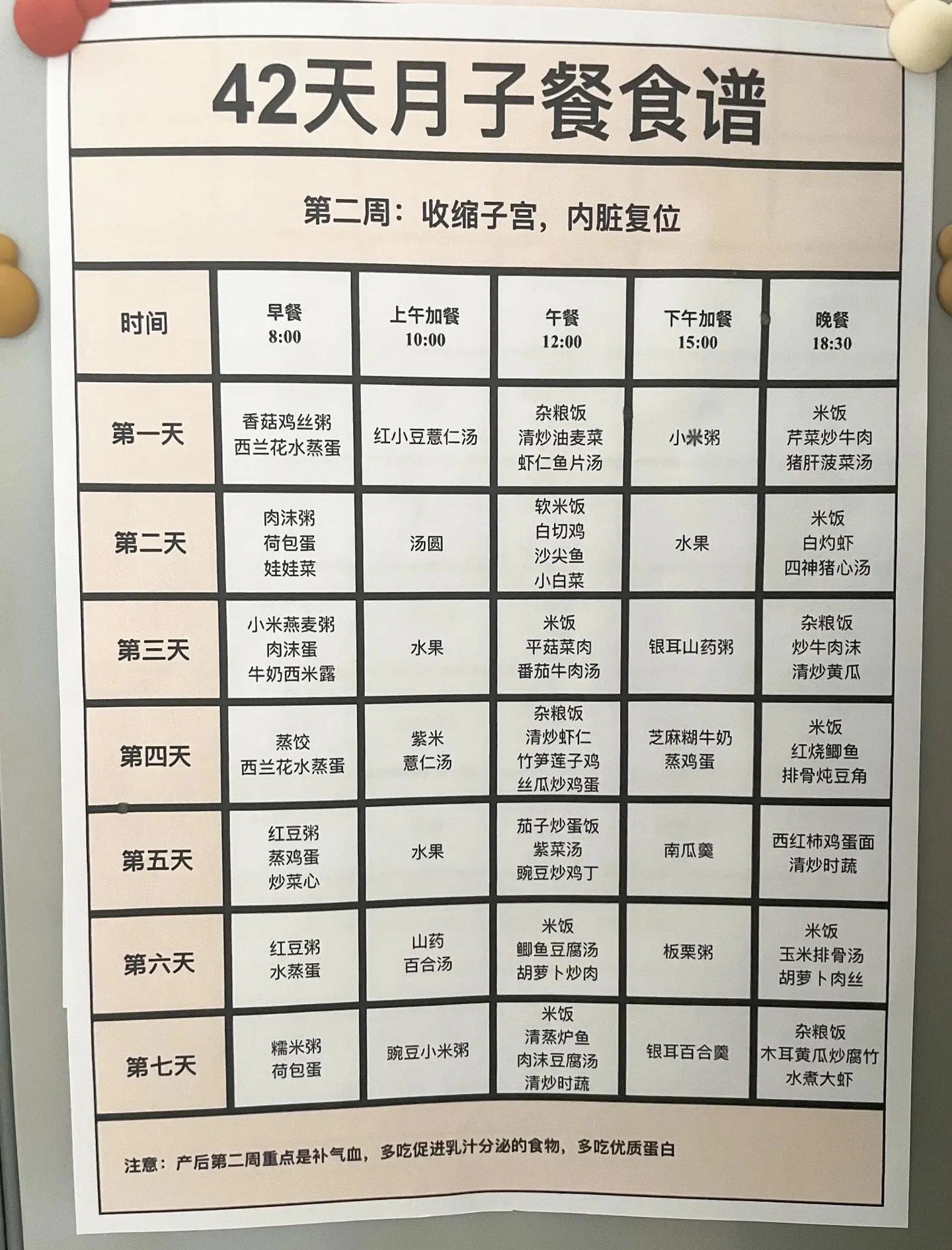 月子餐30天食谱的详细安排